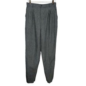 Vintage 90s Black Grey Houndstooth Plaid High Waist Trouser Pants Medium